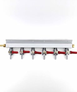 6 Output / 6 Way Manifold Gas Line Splitter with Check Valves (1/4" thread, 6mm Barb)