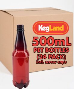 KegLand Amber PET bottles 500mL (Pack of 24) with screw caps