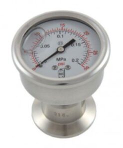 Sanitary Diaphragm Pressure Gauge (1.5 Inch Tri-Clover) 0-2Bar (0-30psi) - Rear Mount